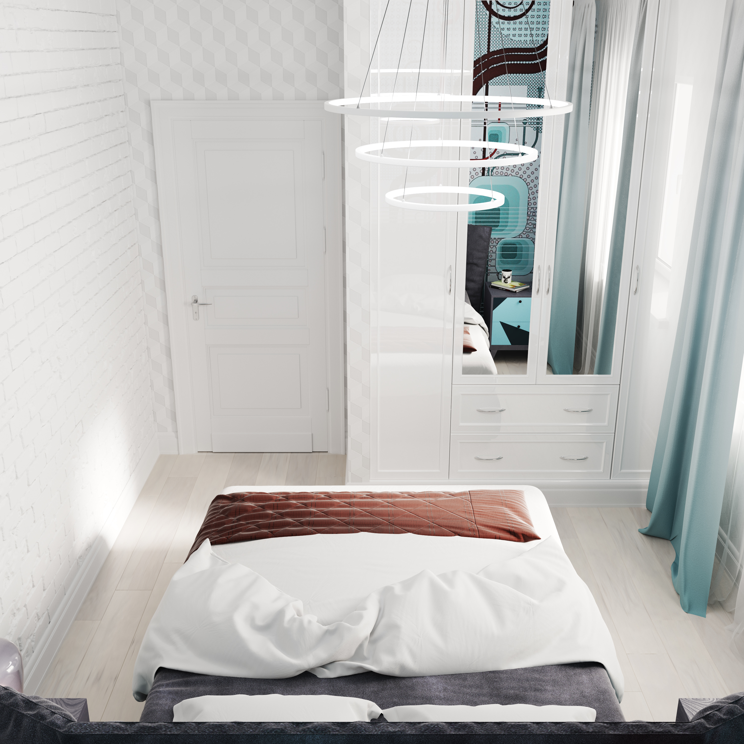 Camera da letto. in 3d max corona render immagine