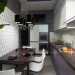 Sala-cozinha. zoneamento de espaço em 3d max vray imagem