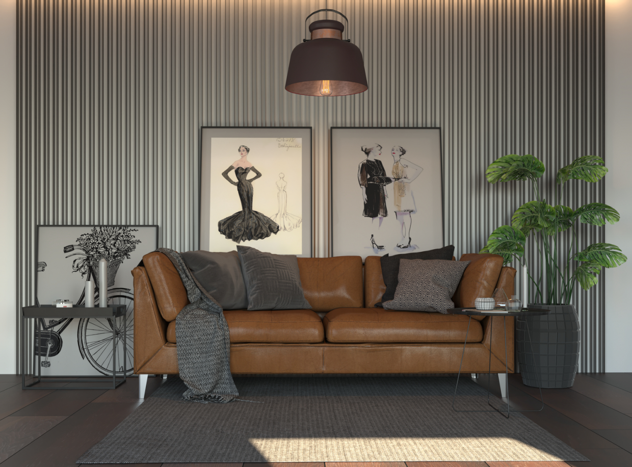 Divano in 3d max corona render immagine