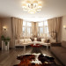 Lounge with bay window in 3d max vray image