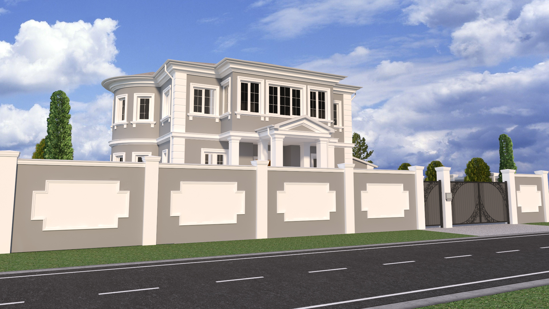 The project of the house in the classical style in 3d max vray 3.0 image