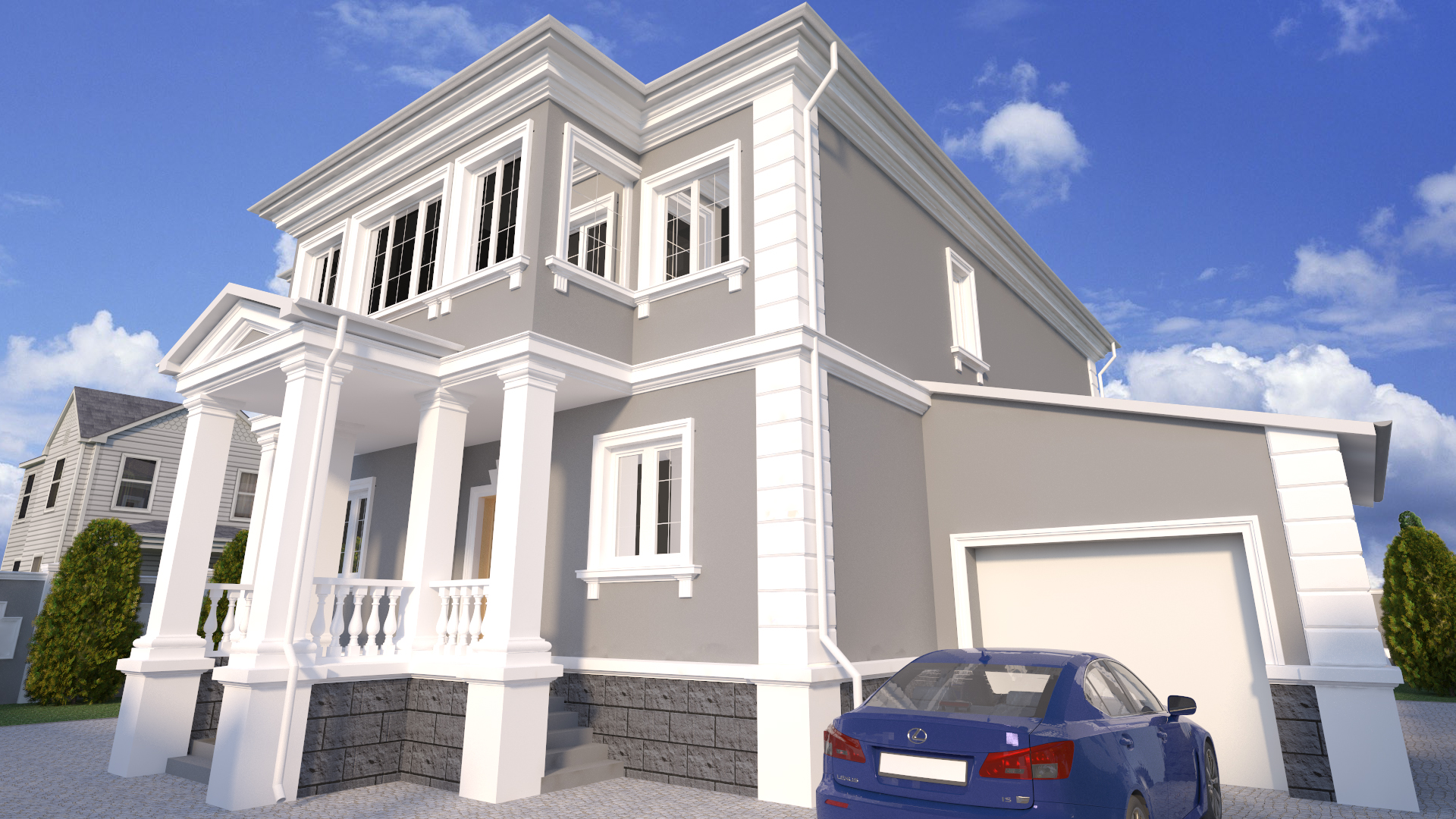 The project of the house in the classical style in 3d max vray 3.0 image