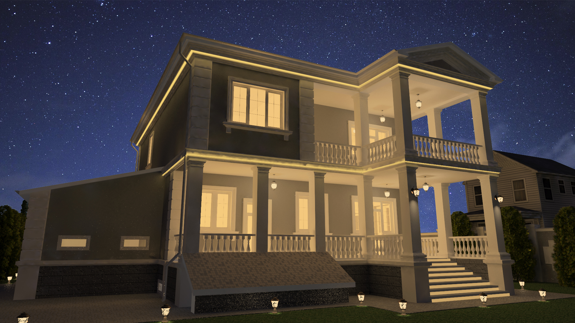 The project of the house in the classical style in 3d max vray 3.0 image