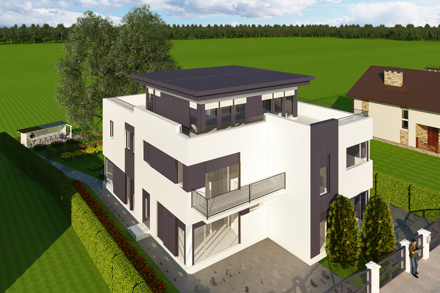 Проект дома в стиле хайтек в 3d max vray 3.0 изображение