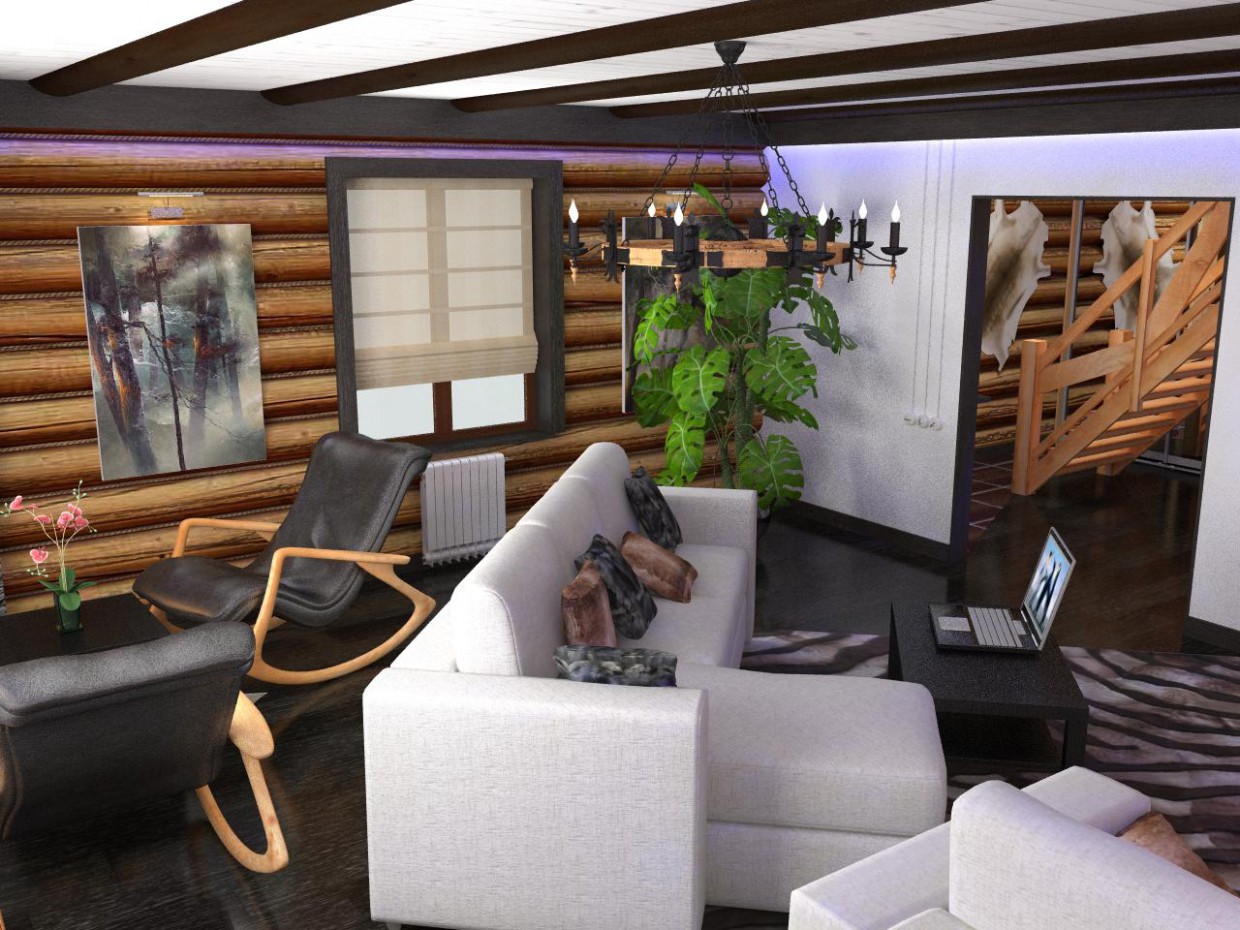 Casa de 2 pisos de madera en estilo moderno imagen de Casa de 2 pisos de madera en estilo moderno en 3d max vray