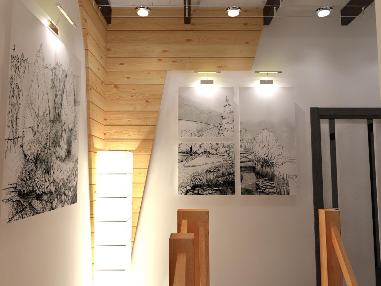 Moderna casa de madeira de 2 histórias em 3d max vray imagem