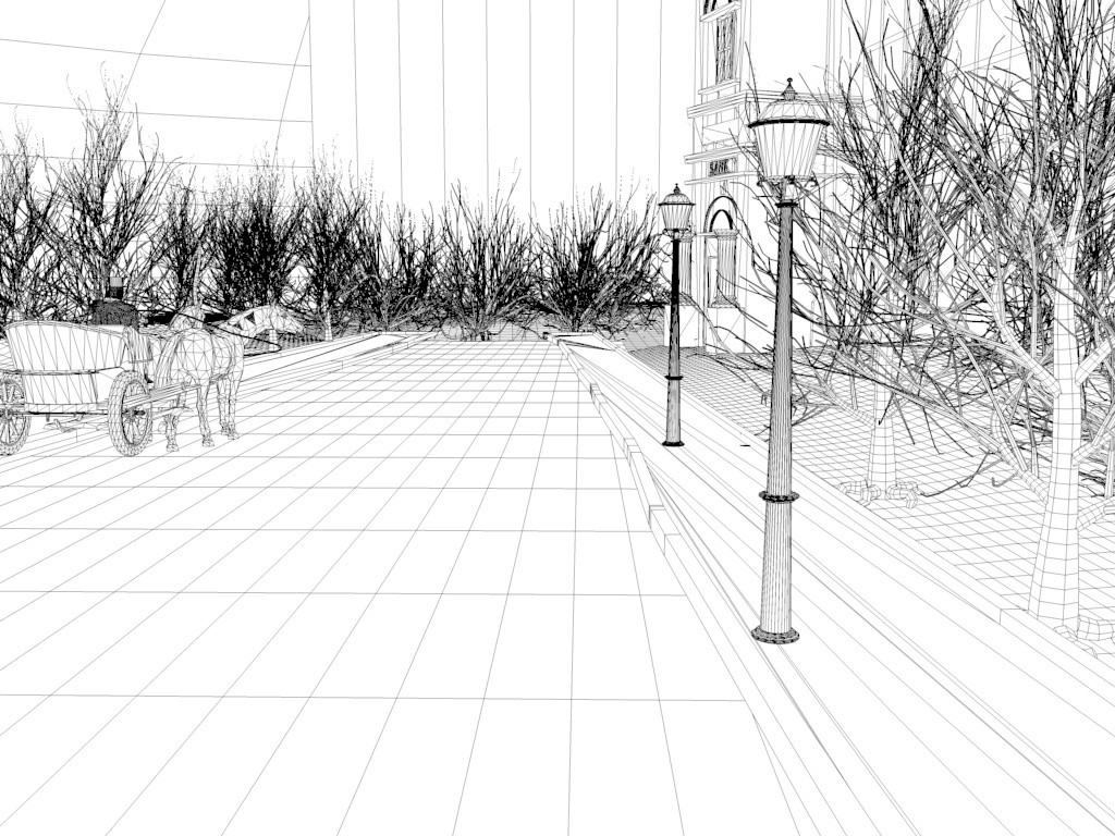 night, street, lamp ... night, street, lamp ... в Cinema 4d vray зображення