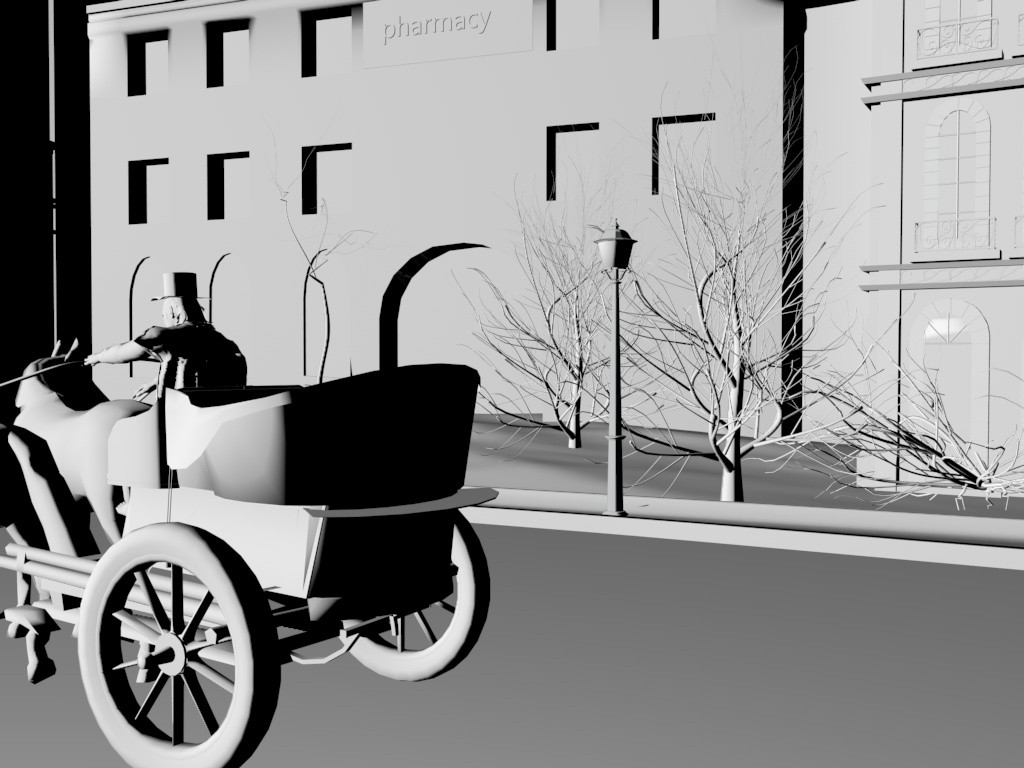 night, street, lamp ... night, street, lamp ... в Cinema 4d vray зображення