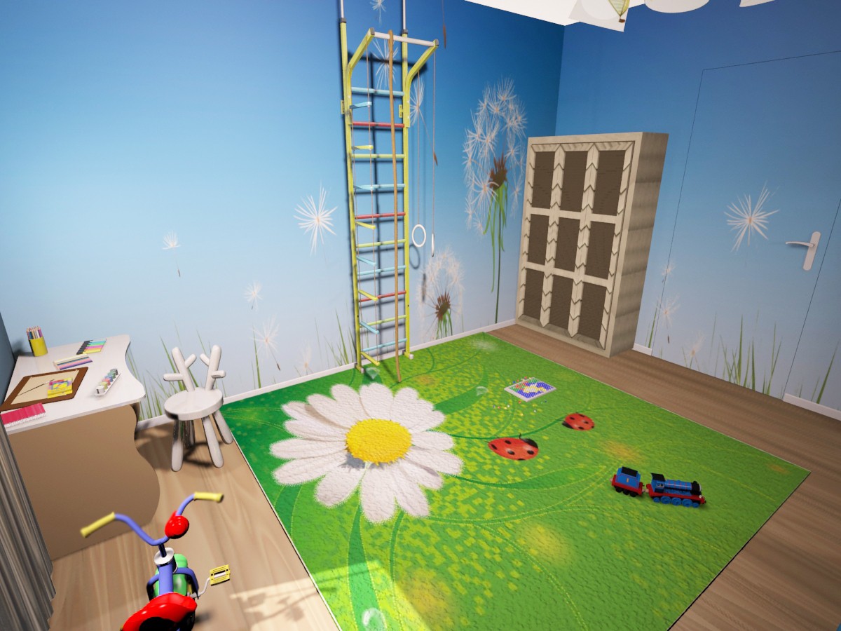 Детская комната в 3d max vray изображение