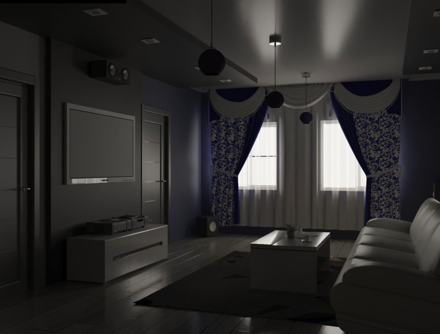 гостиная в 3d max corona render изображение