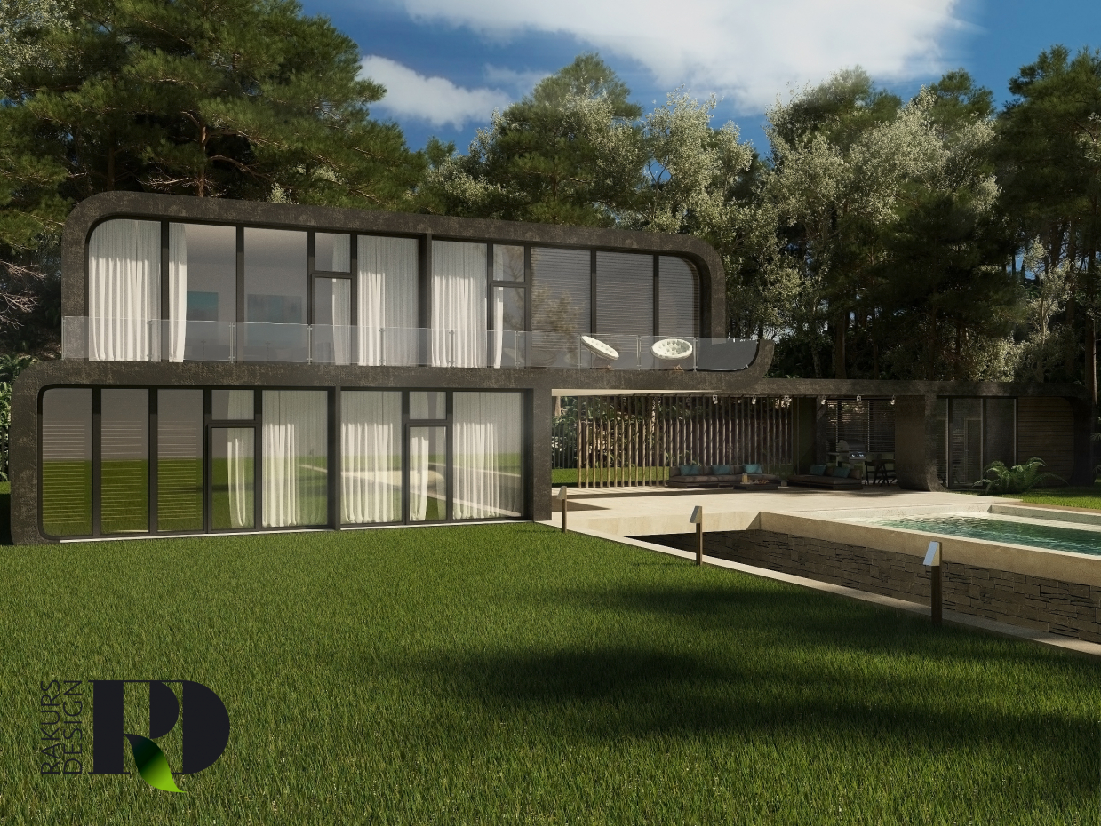 Casa particular em 3d max corona render imagem