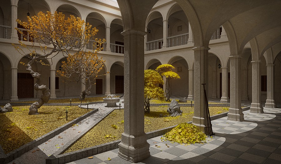 The Old Monastery... Seasons in Cinema 4d vray image