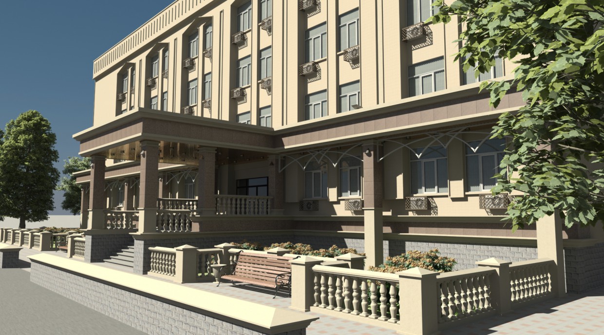 reconstruction of a facade in 3d max vray image