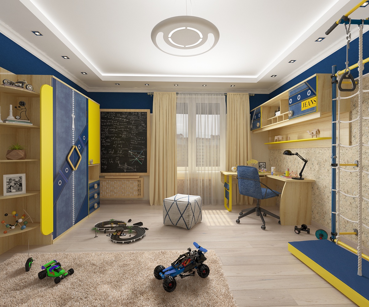 एक लड़के के लिए कमरा। डिजाइन और दृश्य 3d max vray 2.5 में प्रस्तुत छवि