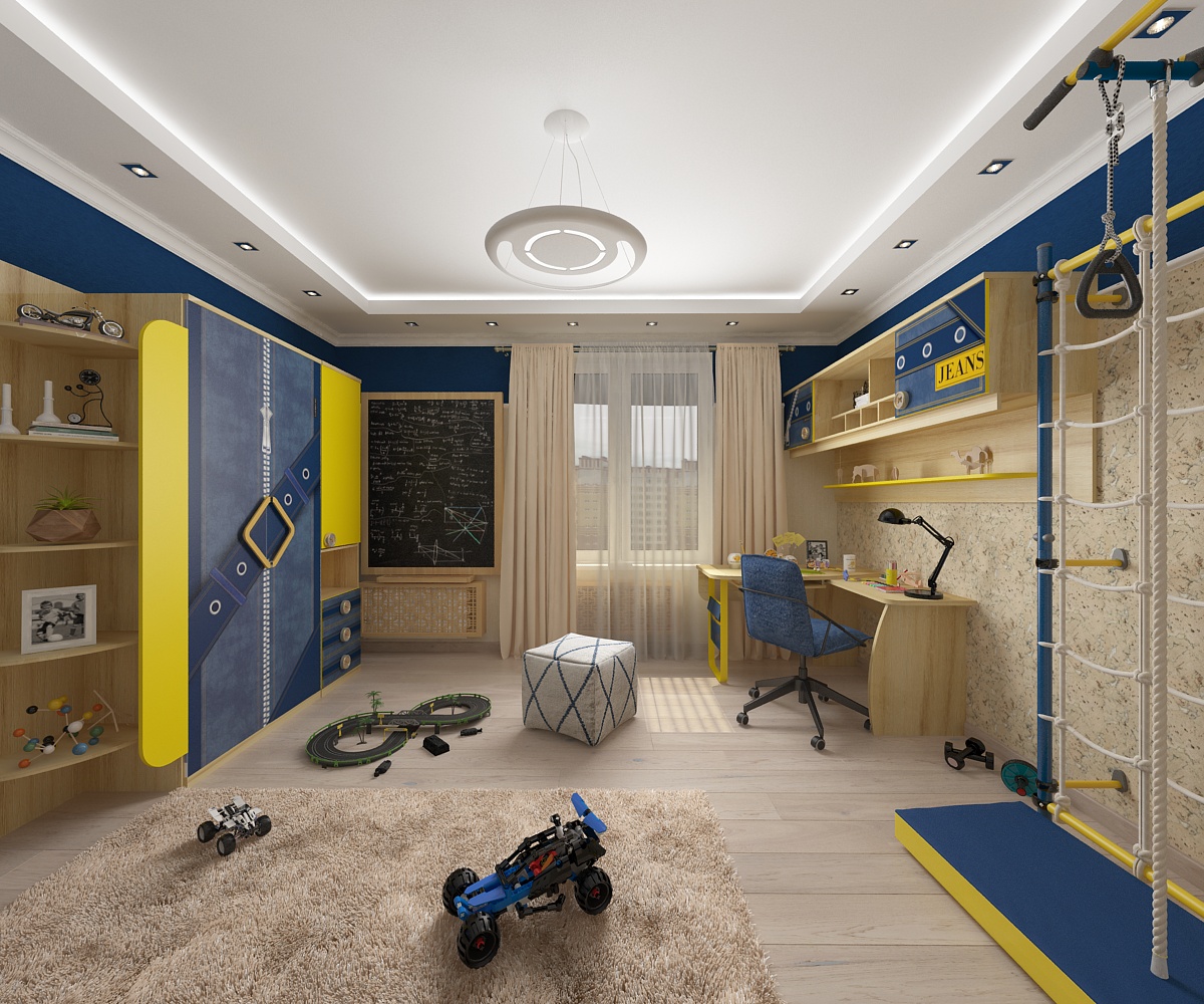 एक लड़के के लिए कमरा। डिजाइन और दृश्य 3d max vray 2.5 में प्रस्तुत छवि