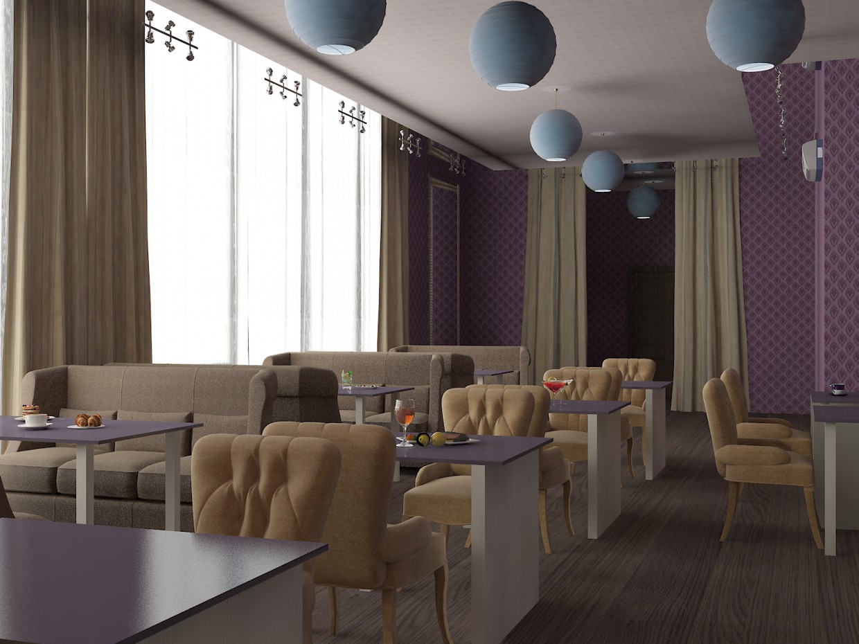 Cafe in 3d max vray resim