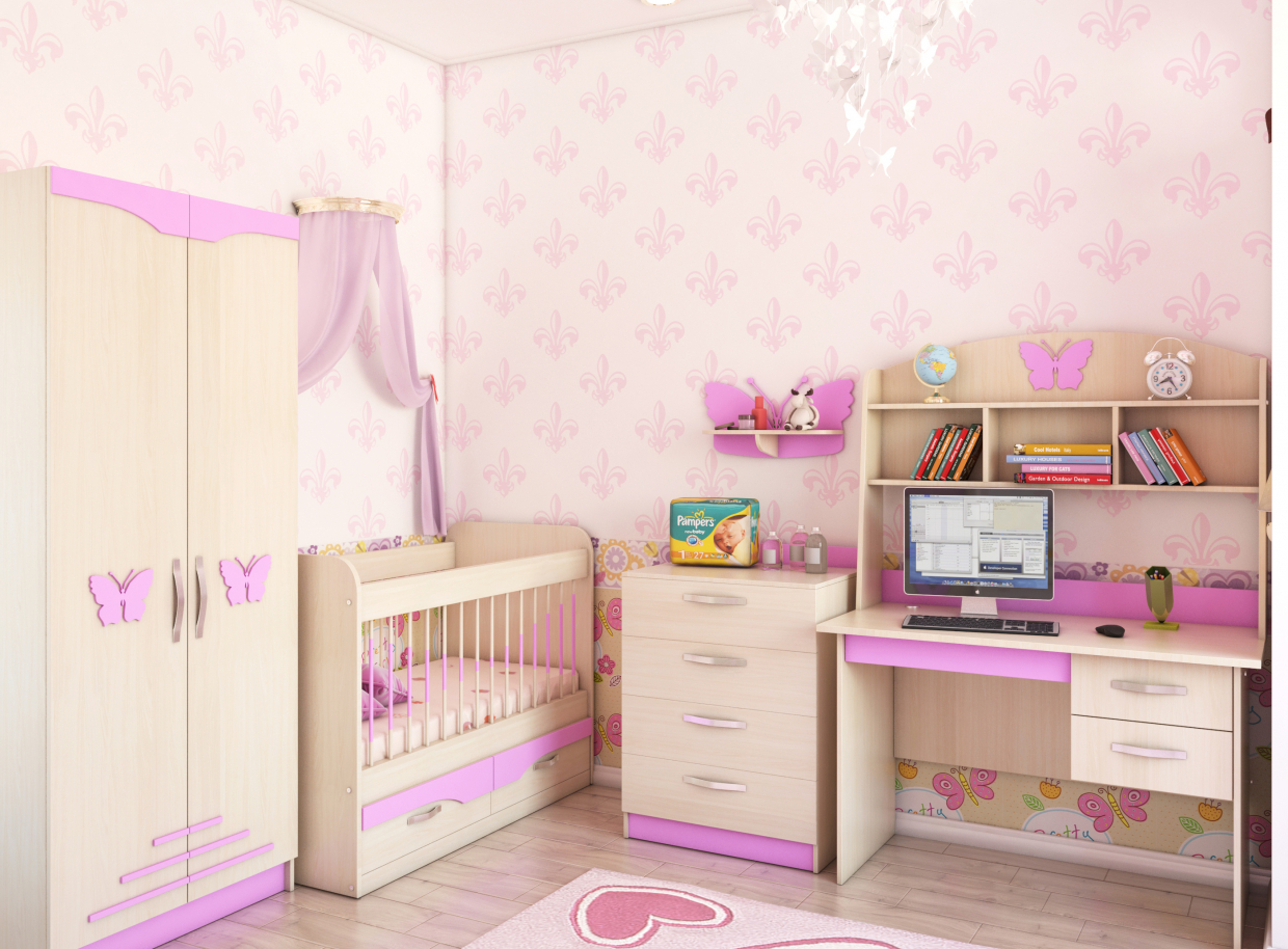 imagen de Habitación para niñas en 3d max vray 3.0