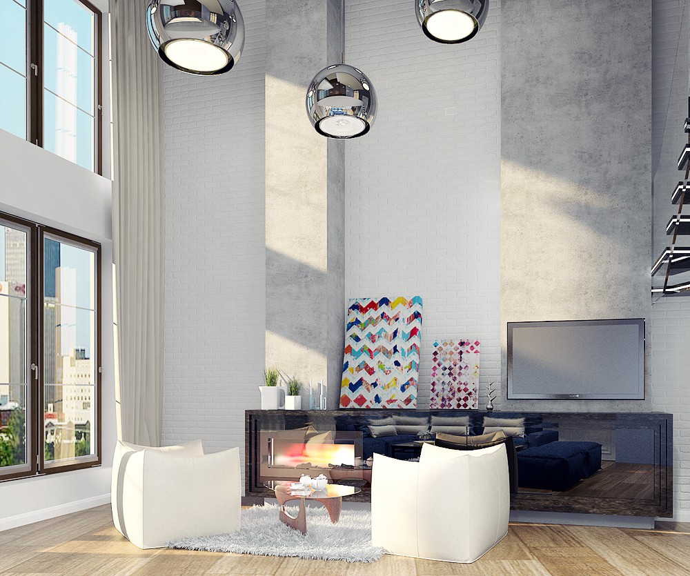 diseño de interiores de ático en "Barrio Italiano" imagen de diseño de interiores de ático en "Barrio Italiano" en 3d max vray
