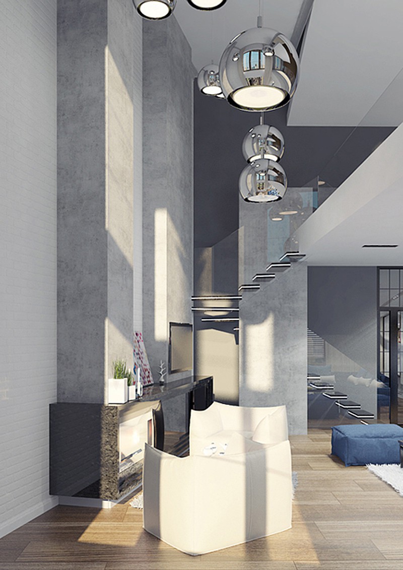 diseño de interiores de ático en "Barrio Italiano" imagen de diseño de interiores de ático en "Barrio Italiano" en 3d max vray
