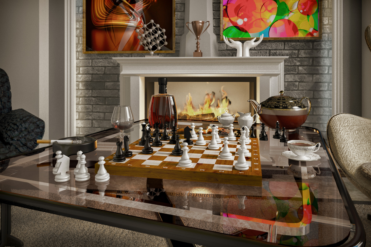 Chess party in 3d max vray 3.0 image