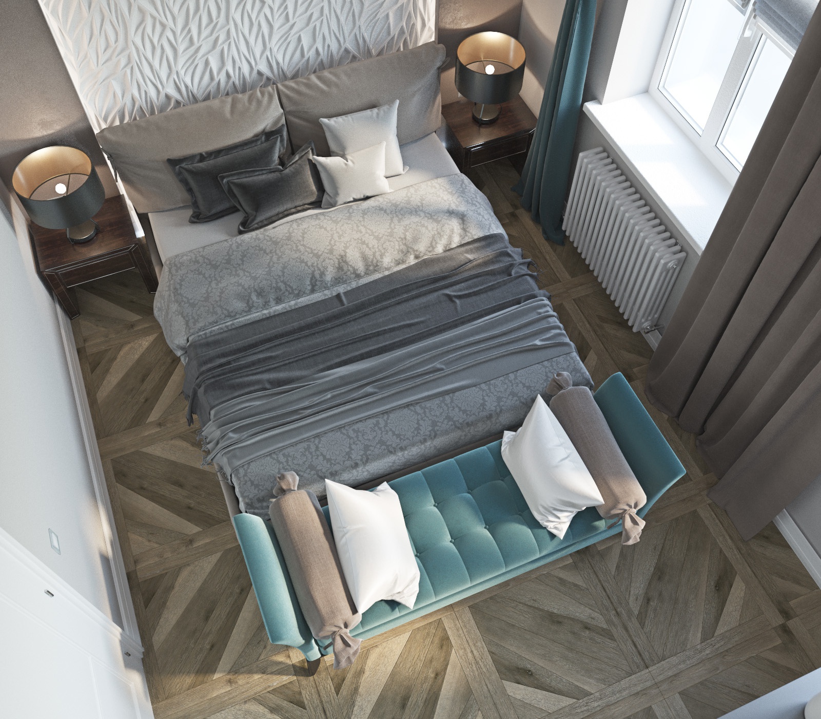 3d visualization Bedroom with elements "art nouveau"