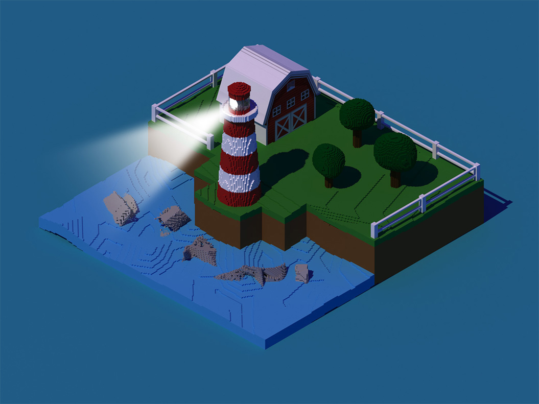lighthouse in 3d max corona render image