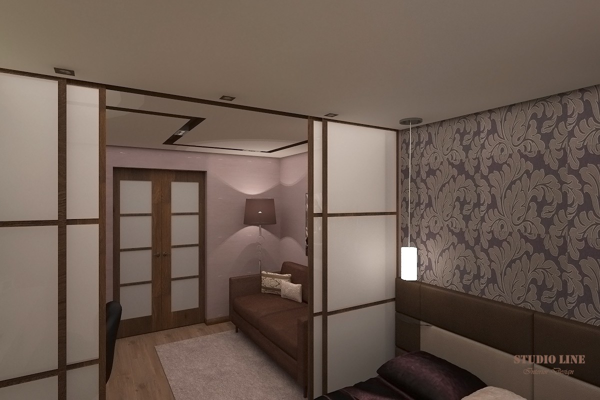 Sala de estar y dormitorio (16,6 pies cuadrados.) imagen de Sala de estar y dormitorio (16,6 pies cuadrados.) en 3d max vray