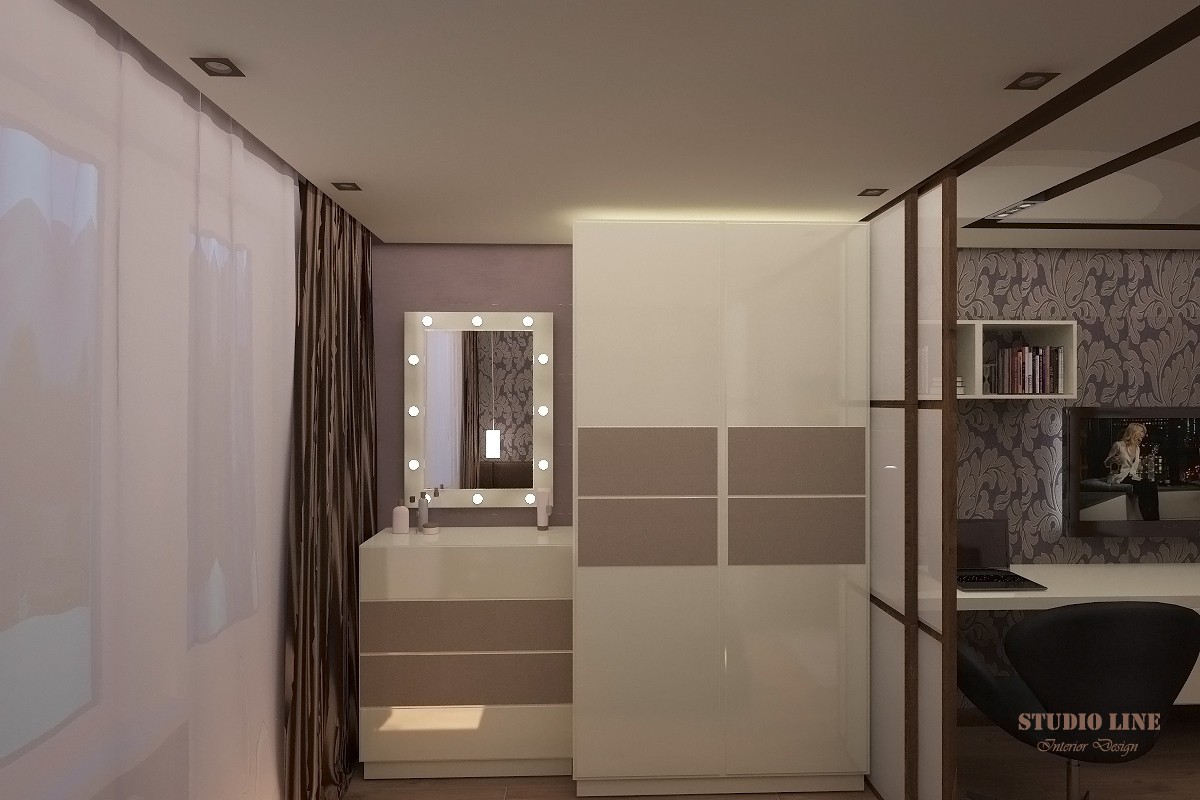 Sala de estar y dormitorio (16,6 pies cuadrados.) imagen de Sala de estar y dormitorio (16,6 pies cuadrados.) en 3d max vray