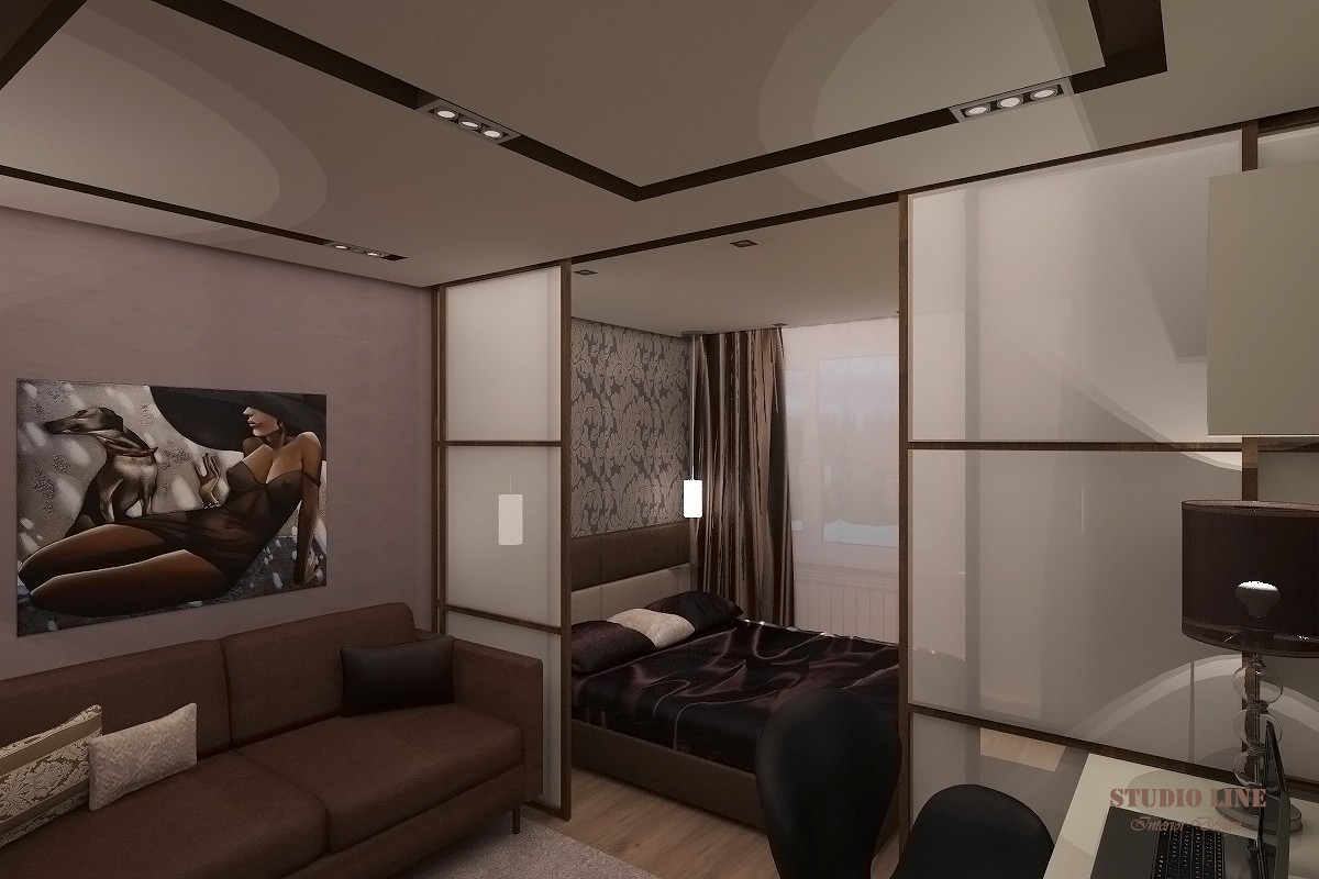 Дизайн гостиной совмещенной со спальней 20 кв м