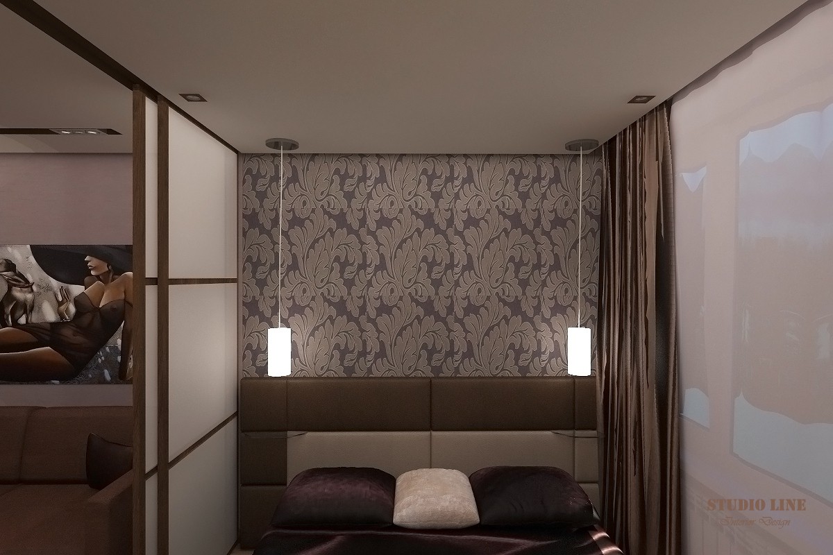 Sala de estar y dormitorio (16,6 pies cuadrados.) imagen de Sala de estar y dormitorio (16,6 pies cuadrados.) en 3d max vray