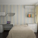 The bedroom in bright colors in 3d max vray image