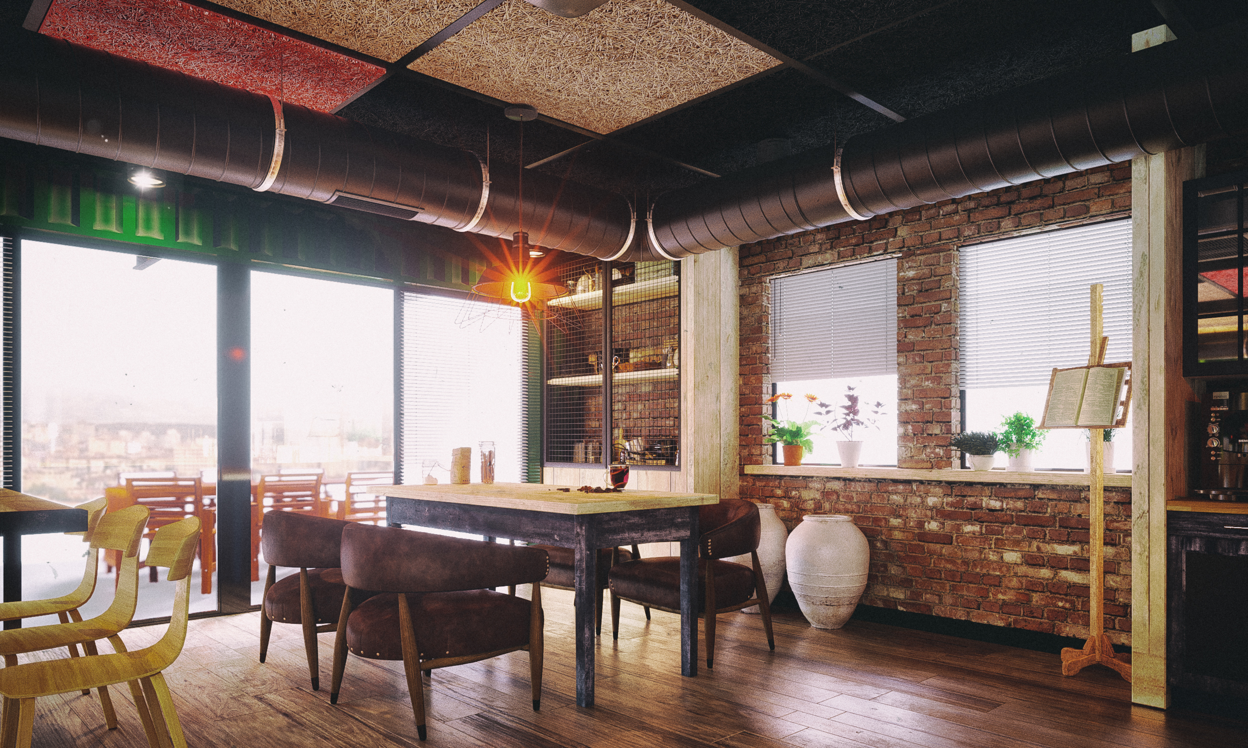 office kitchen in 3d max corona render image