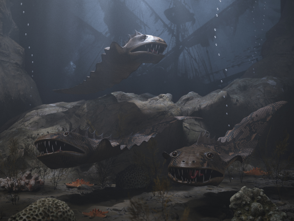Somewhere in the depths of the ocean in 3d max Corona render 9 image