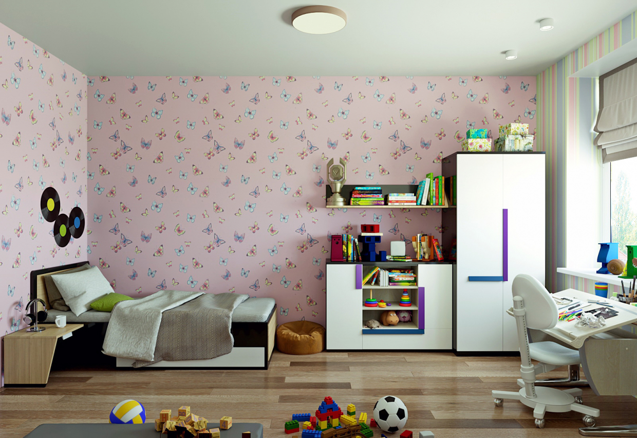 Visualização 3D de sala infantil em 3d max corona render imagem