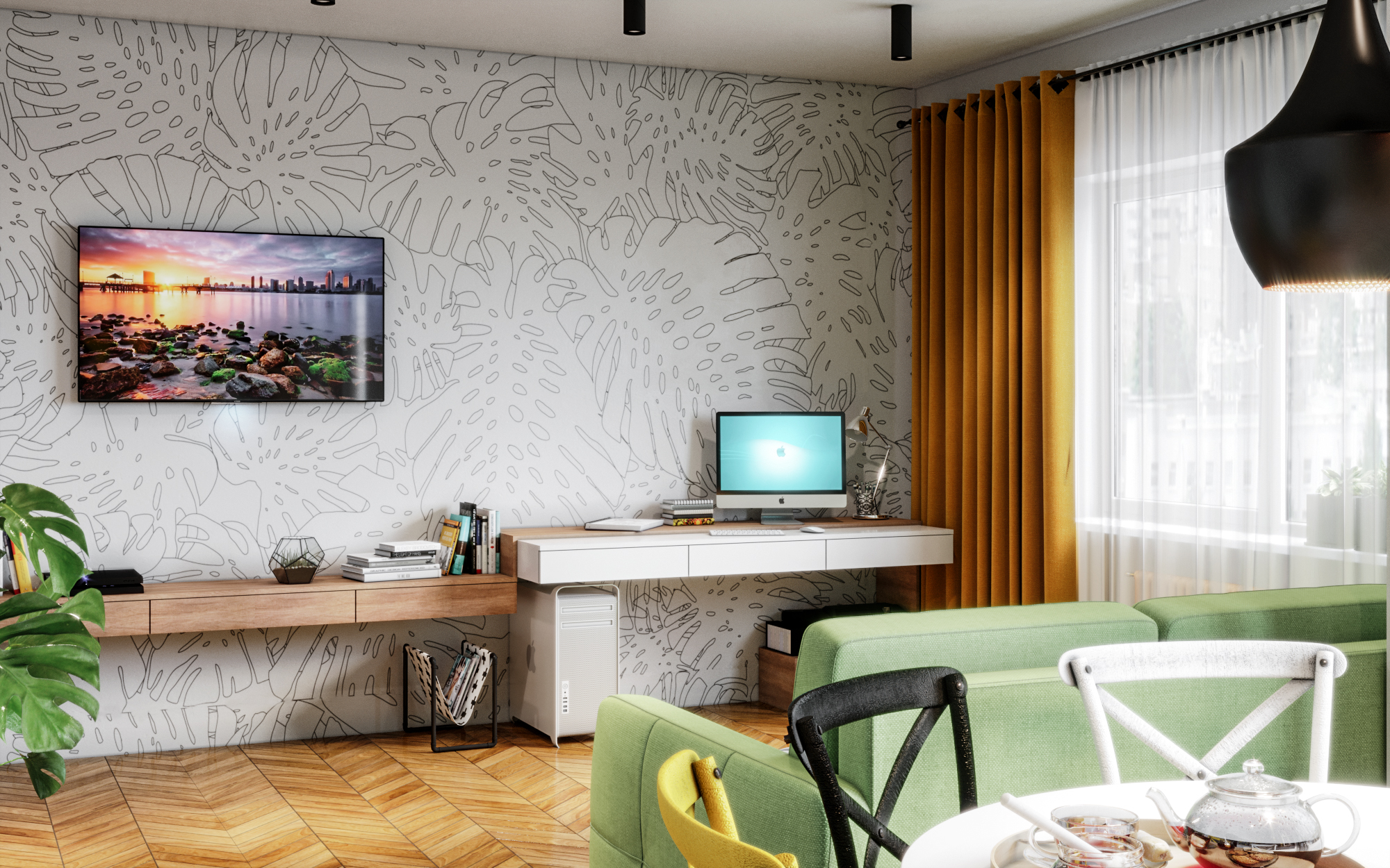 Scandinavian interior in 3d max corona render image