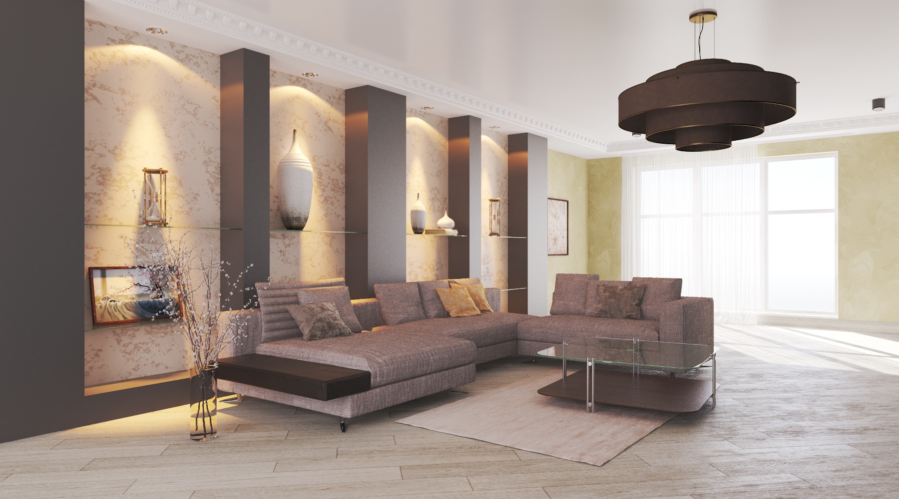 imagen de Sala de estar moderna en 3d max vray 3.0