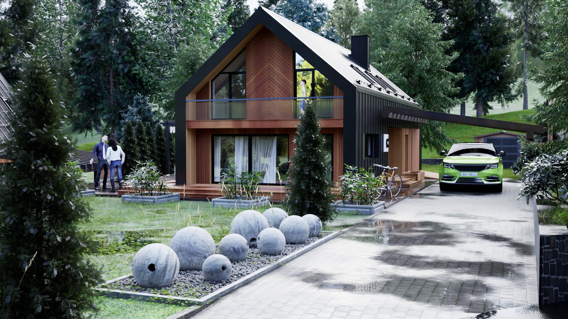 Cottage town in 3d max Standard image