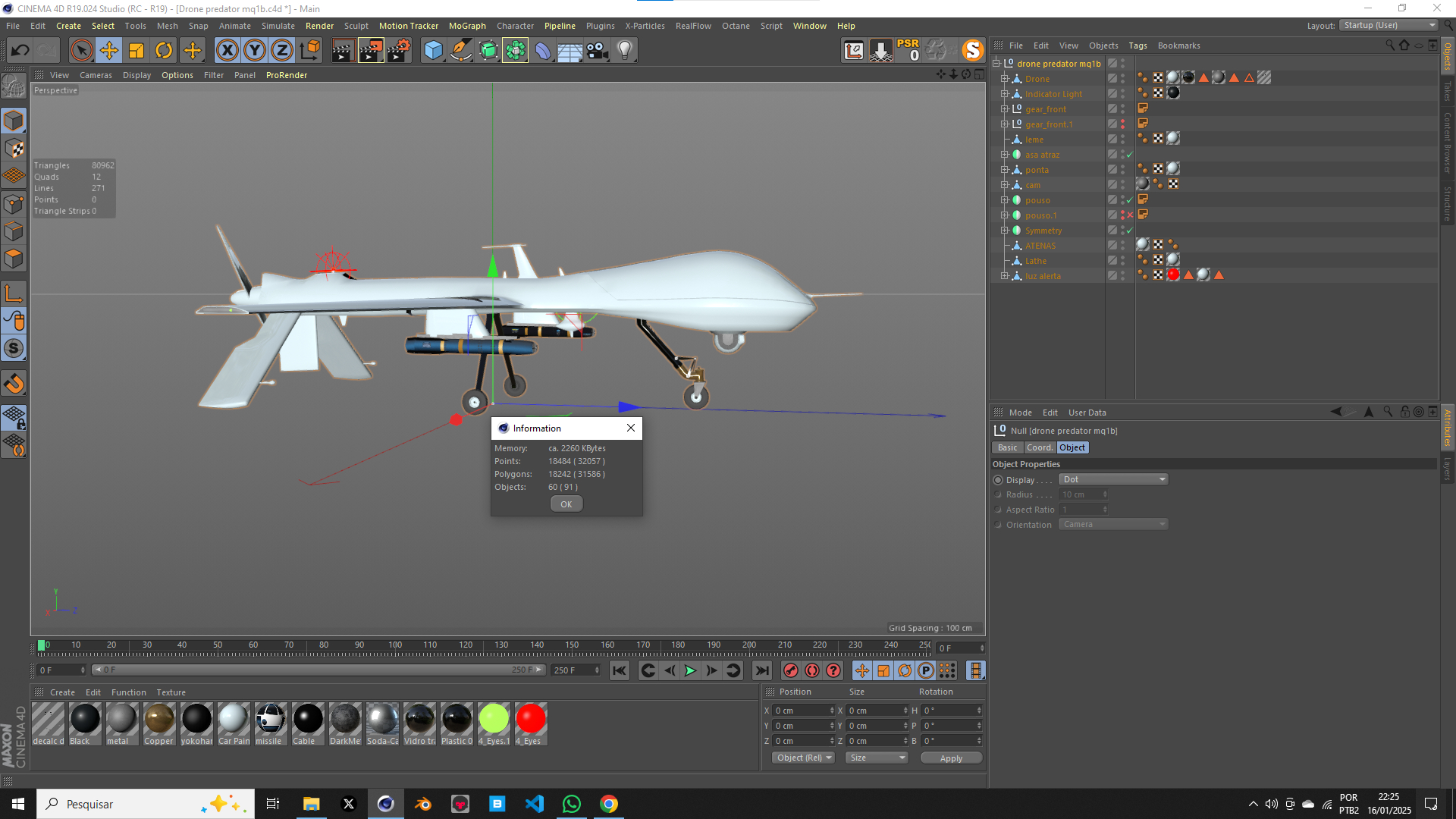 Drone prédateur mq1b 0011 dans Cinema 4d Standard image