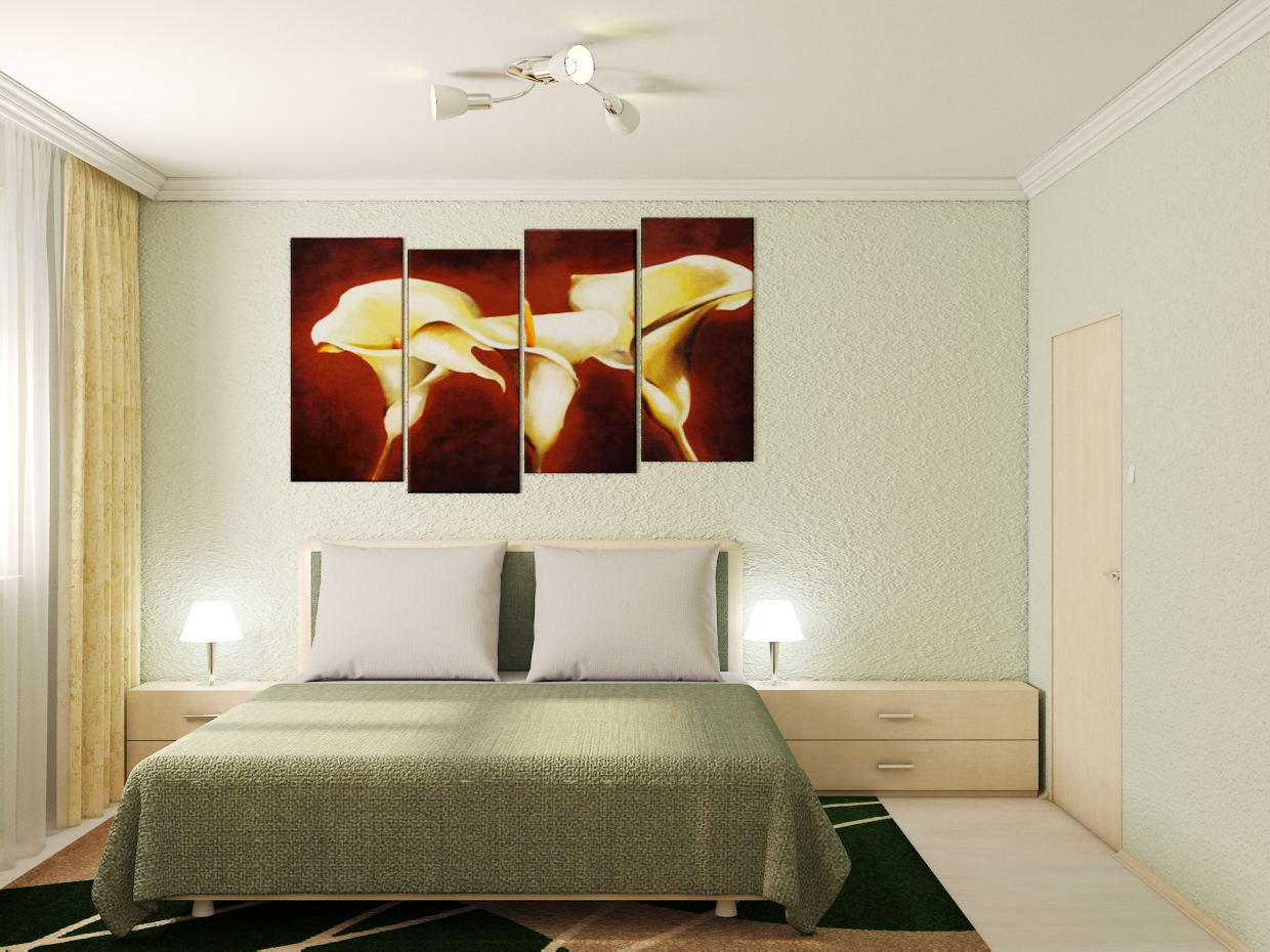 Спальная комната в 3d max vray 3.0 изображение