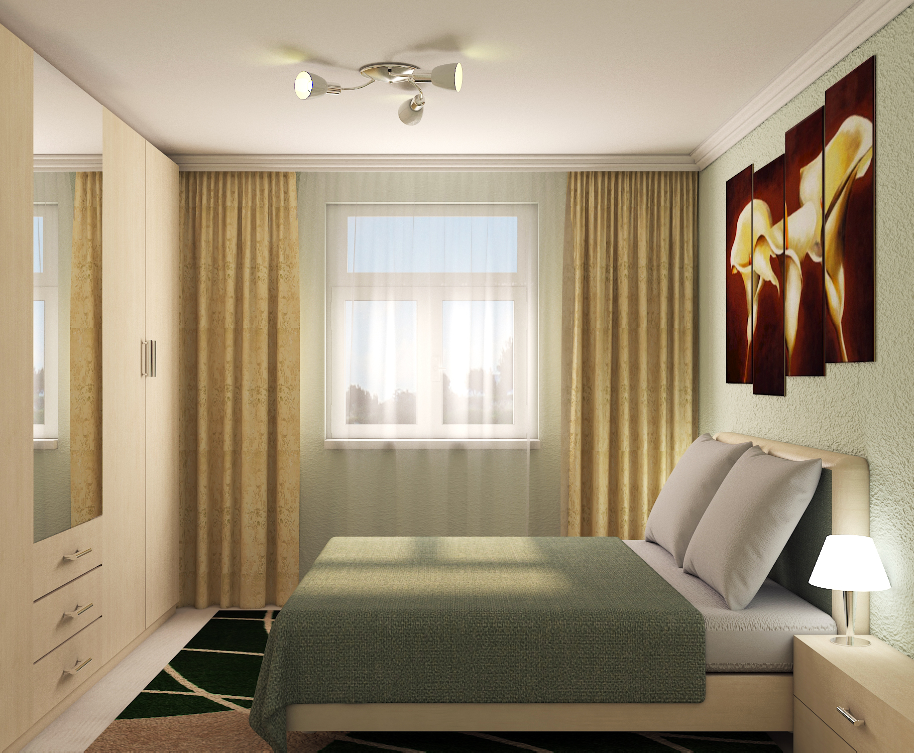Спальная комната в 3d max vray 3.0 изображение