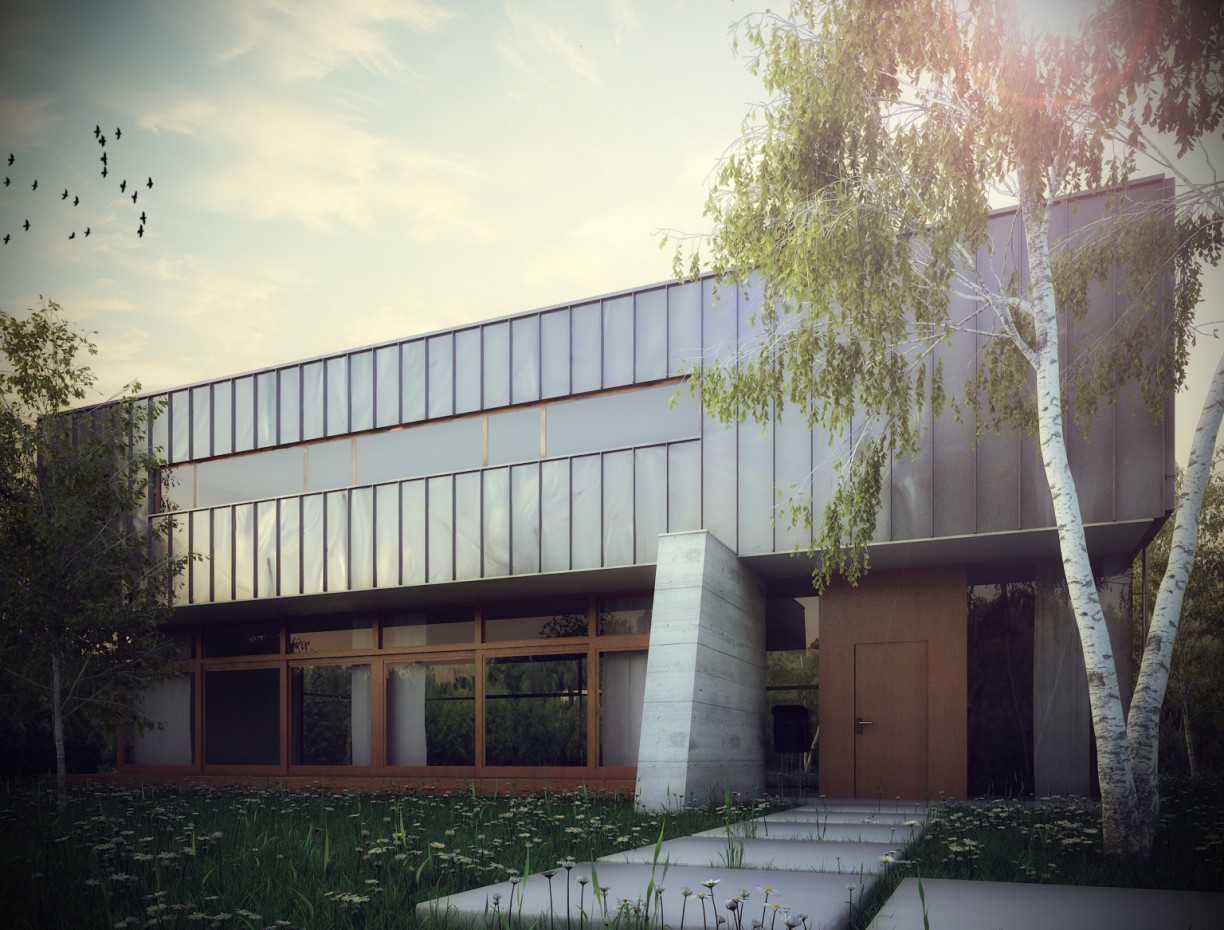 Metall-Haus. in 3d max vray Bild