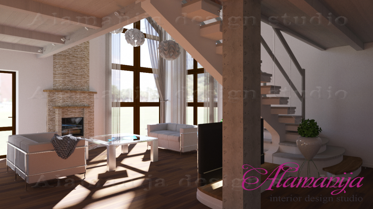 हॉल 3d max corona render में प्रस्तुत छवि