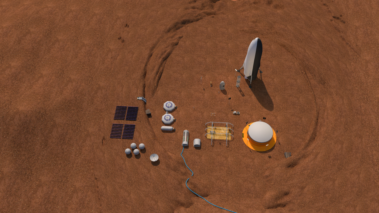 Terraformar Marte Colônia em Cinema 4d maxwell render imagem