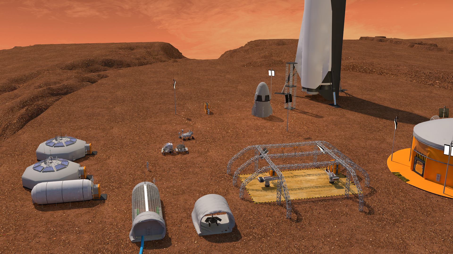 Terraformar Marte Colônia em Cinema 4d maxwell render imagem