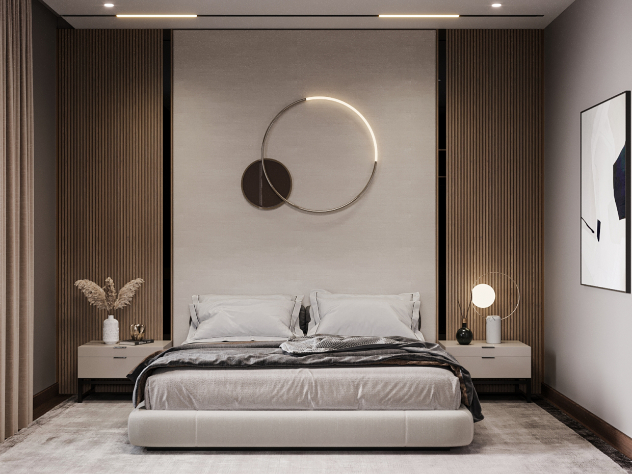 Спальня в частном доме в 3d max Corona render 7 изображение