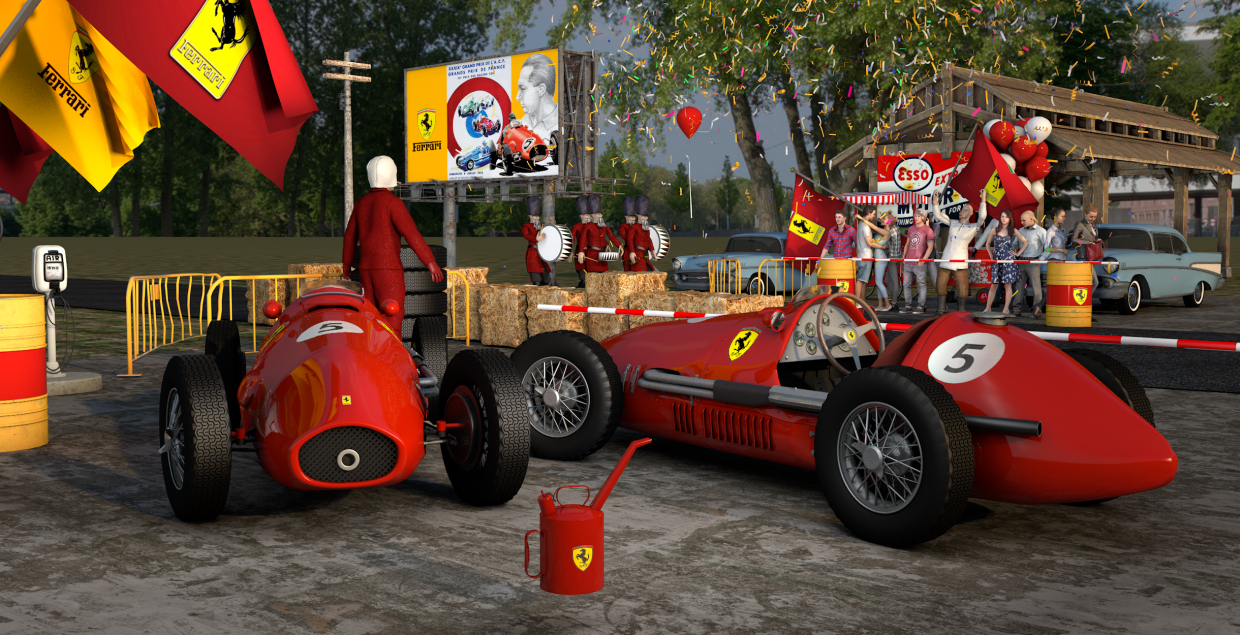 Ferrari 500 F2 1952 and Team em Cinema 4d Standard imagem