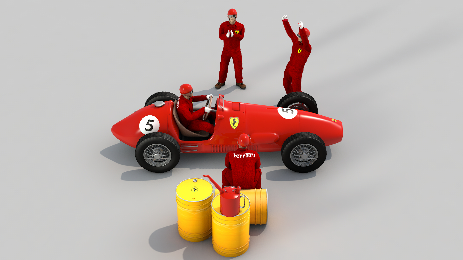 Ferrari 500 F2 1952 and Team em Cinema 4d Standard imagem