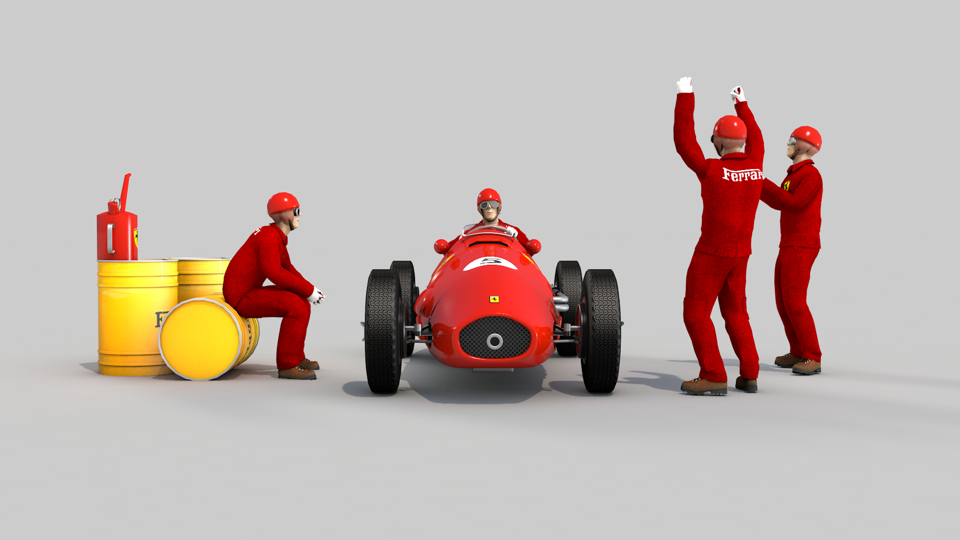 Ferrari 500 F2 1952 and Team em Cinema 4d Standard imagem