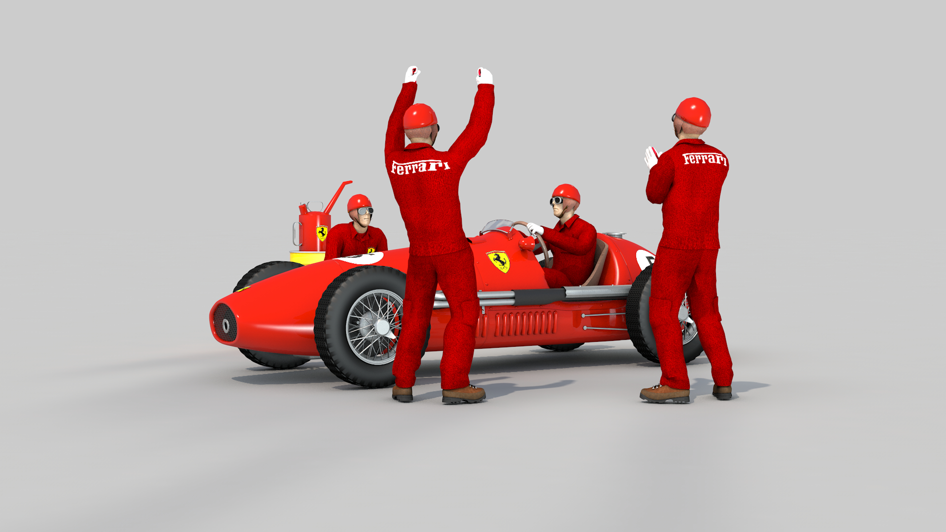 Ferrari 500 F2 1952 and Team em Cinema 4d Standard imagem