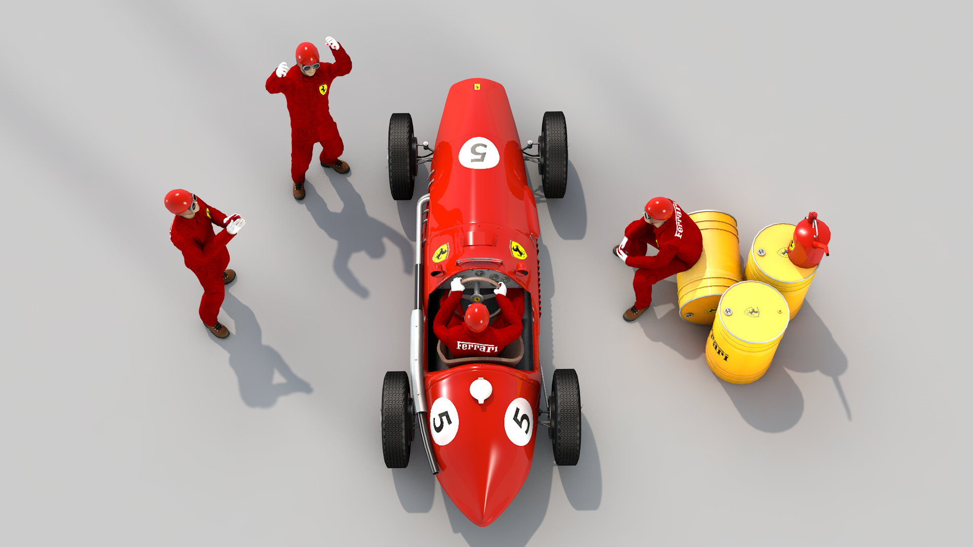Ferrari 500 F2 1952 and Team em Cinema 4d Standard imagem